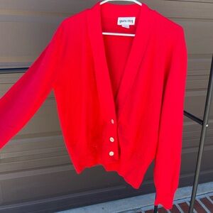 Vintage Shauna Stein Cashmere red cardigan. In good condition with some wear